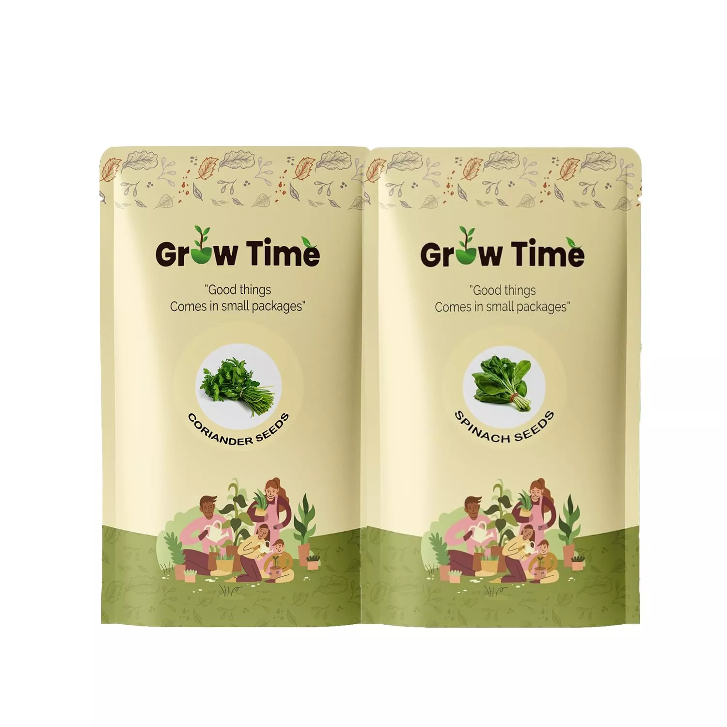 Growtime Vegetable Seeds Combo of Coriander & Spinach (25gm each, Pack of 2)