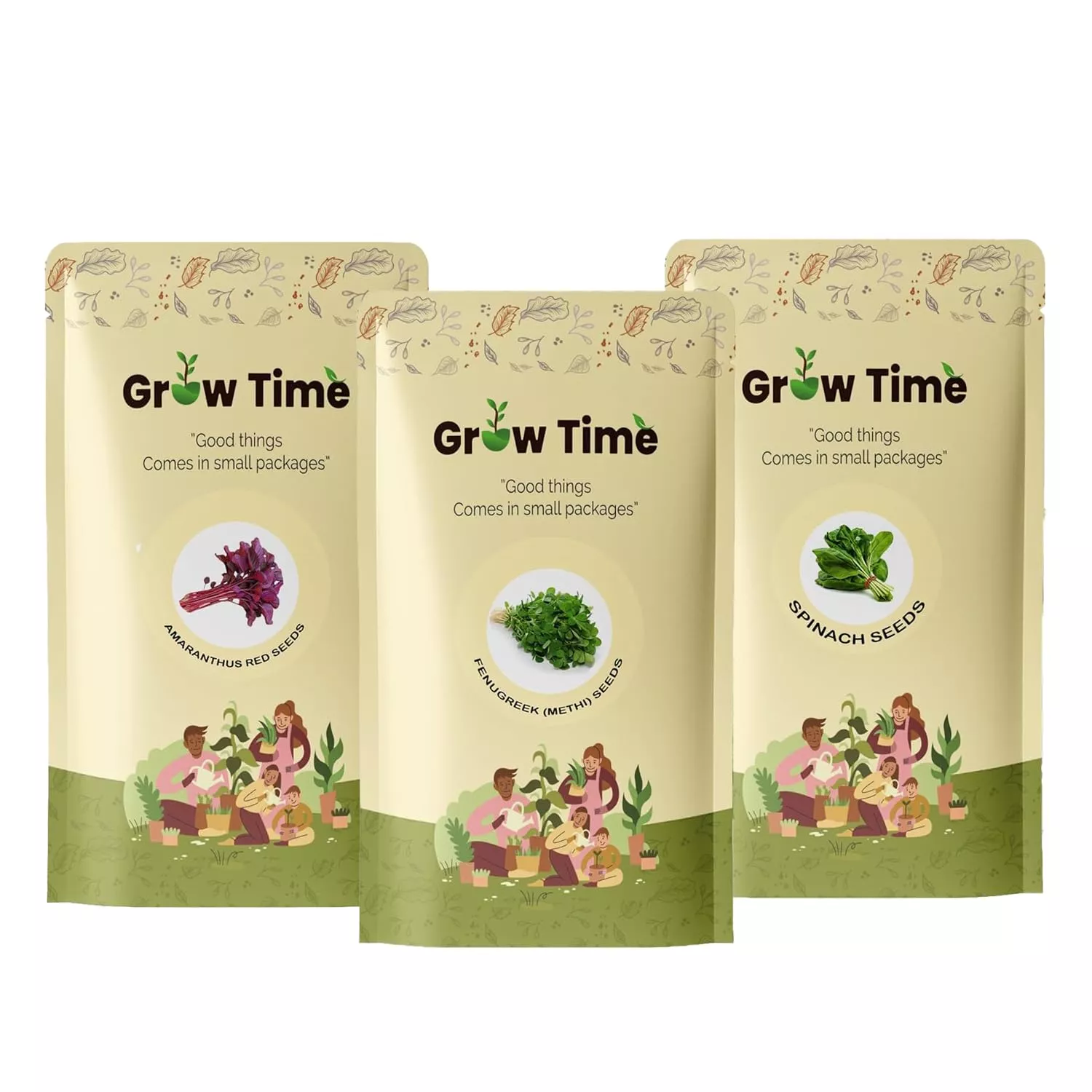 Growtime Leafy Vegetable Seeds Combo of Amaranthus, Fenugreek (Methi) & Spinach (Pack of 3)