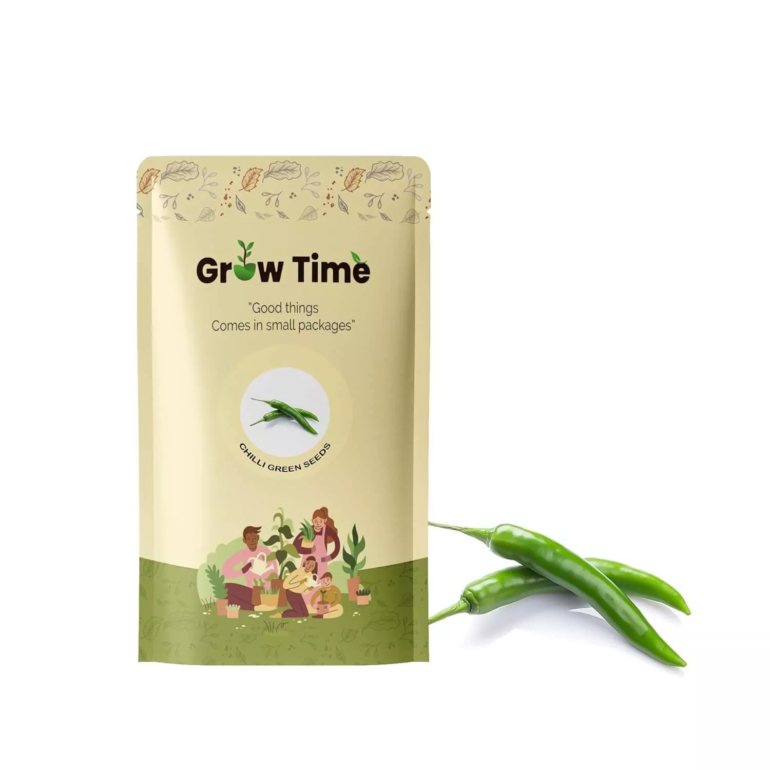 Growtime Green Chilli Vegetable Seeds for Home Gardening & Kitchen (Pack of 1g)