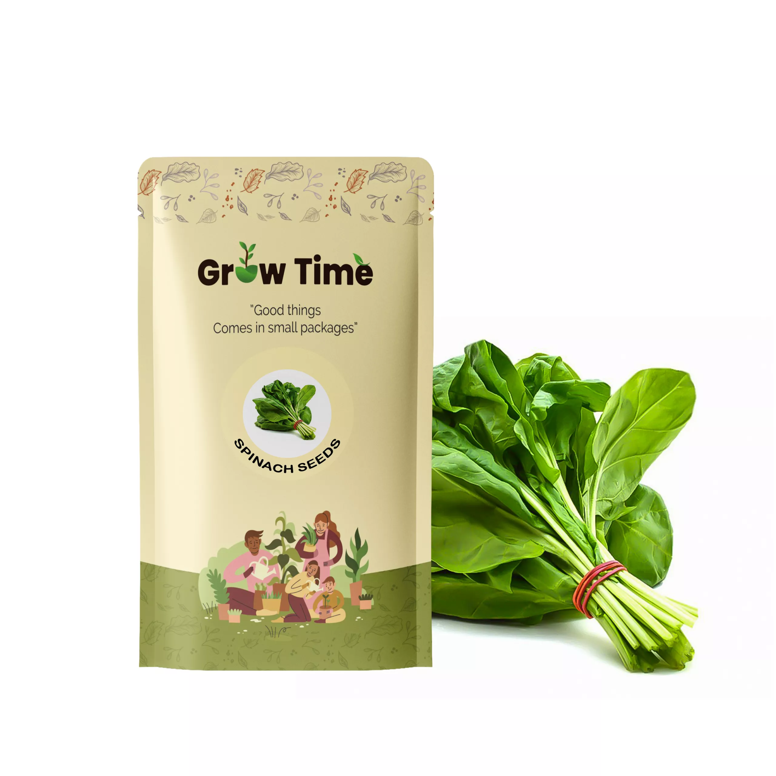 Growtime Spinach (Palak) Vegetable Seeds for Home Gardening & Kitchen Pack of 10g