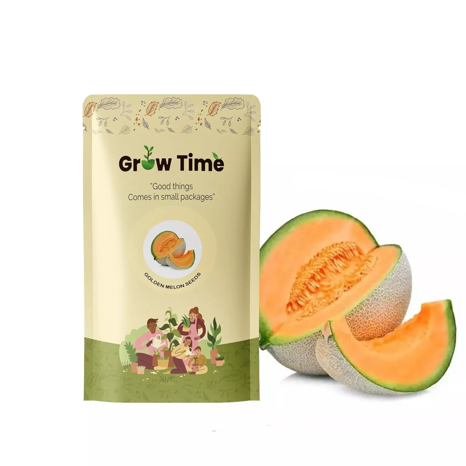 Growtime Golden Melon (Orange Flesh) Vegetable Seeds (Green, Pack of 2g)