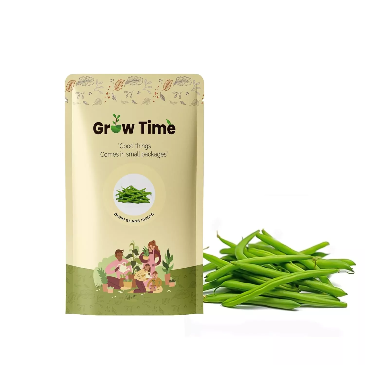 Growtime Bush Beans Green Vegetable Seeds (Green, Pack of 20g)