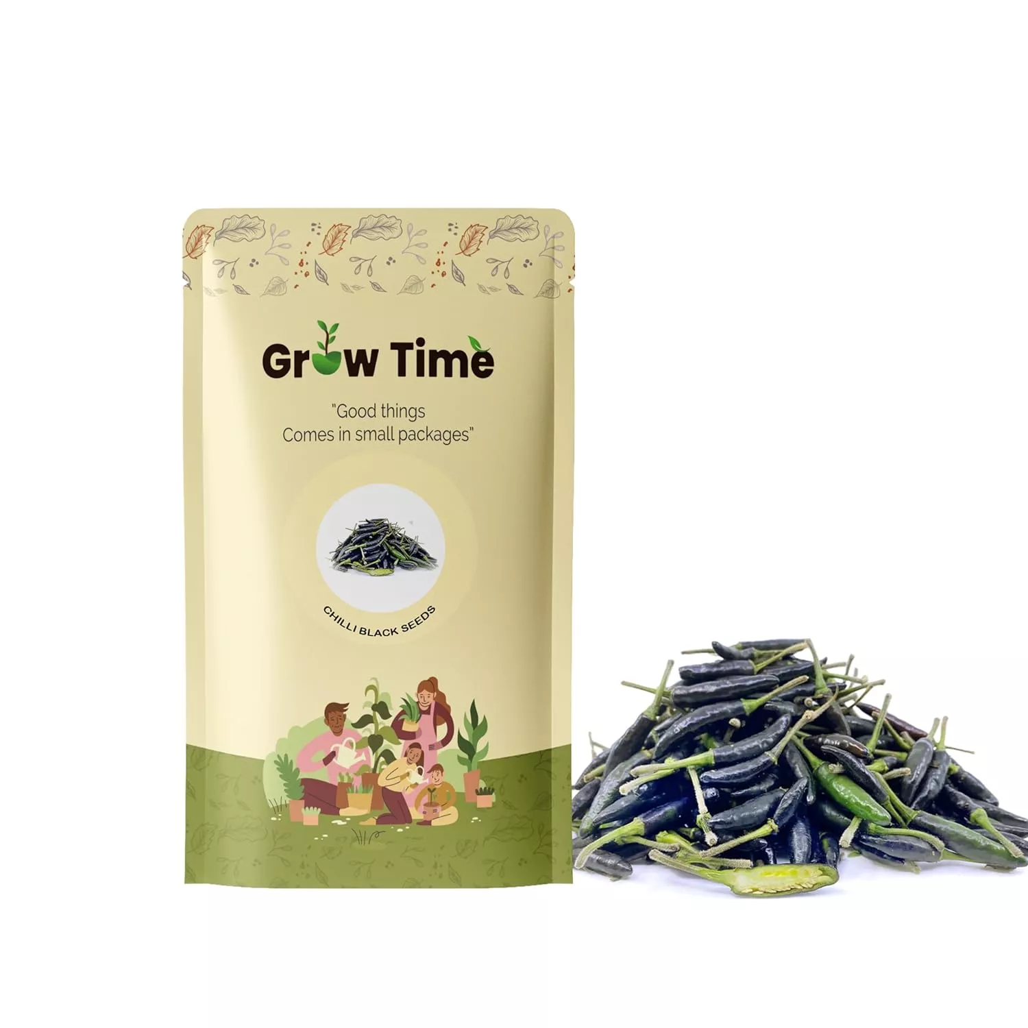 Growtime Chilli Black Vegetable Seeds (Pack of 2g)