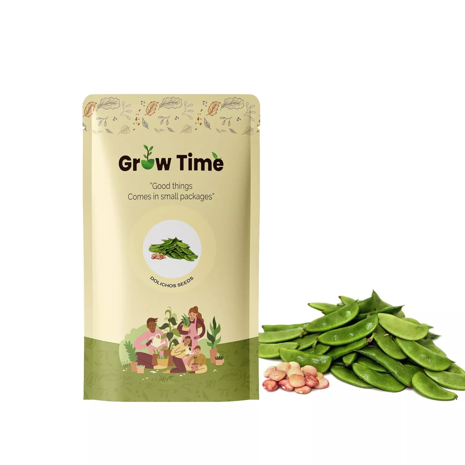 Growtime Dolichos (Sem Phali) Vegetable Seeds (Green, Pack of 20g)