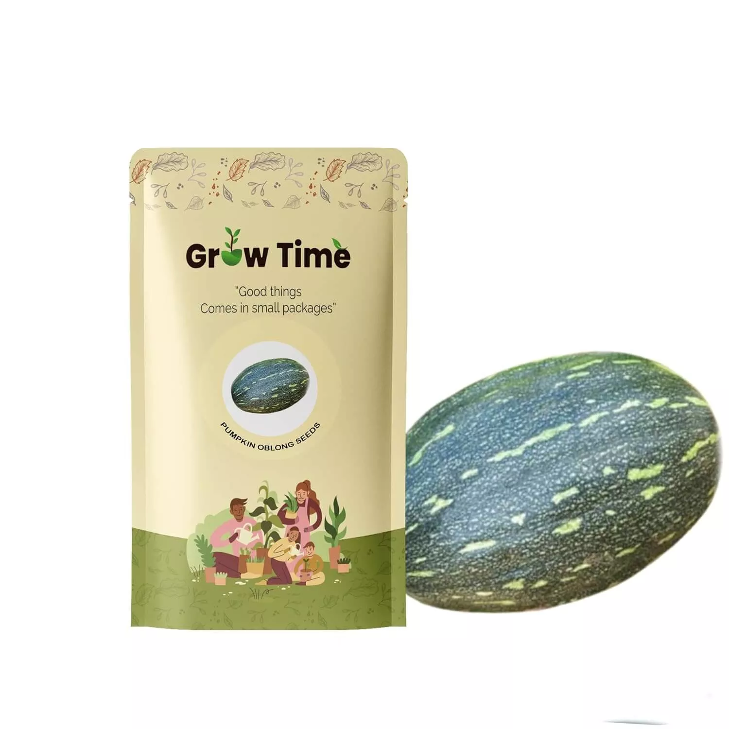 Growtime Pumpkin Oblong Vegetable Seeds (Green, Pack of 5g)