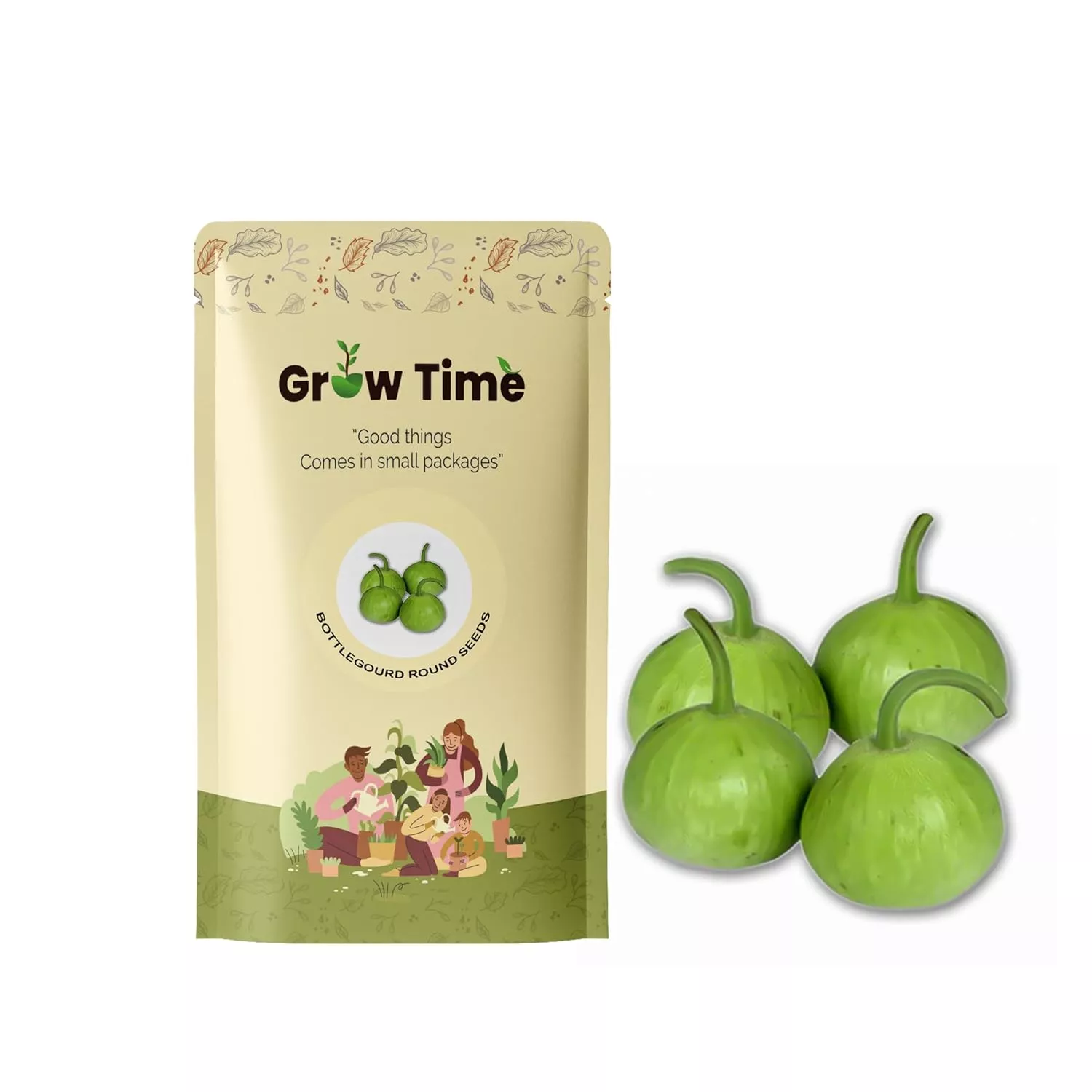 Growtime Bottlegourd Round Vegetable Seeds (Green, Pack of 10g)