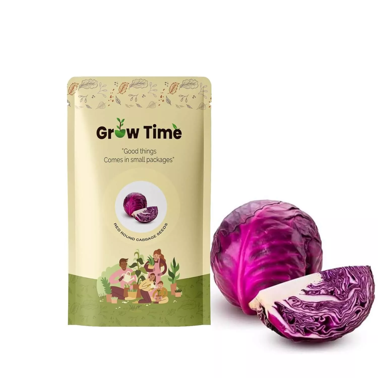 Growtime Red Cabbage Round Vegetable Seeds (Pack of 2g)