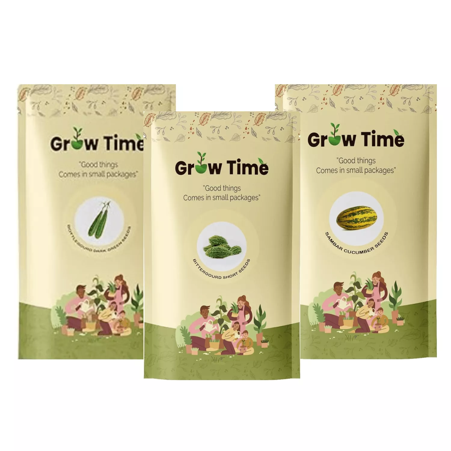 Growtime Vegetable Seeds Combo of Bottle Gourd 5gm, Bitter Gourd 5gm and Cucumber 2gm Seeds