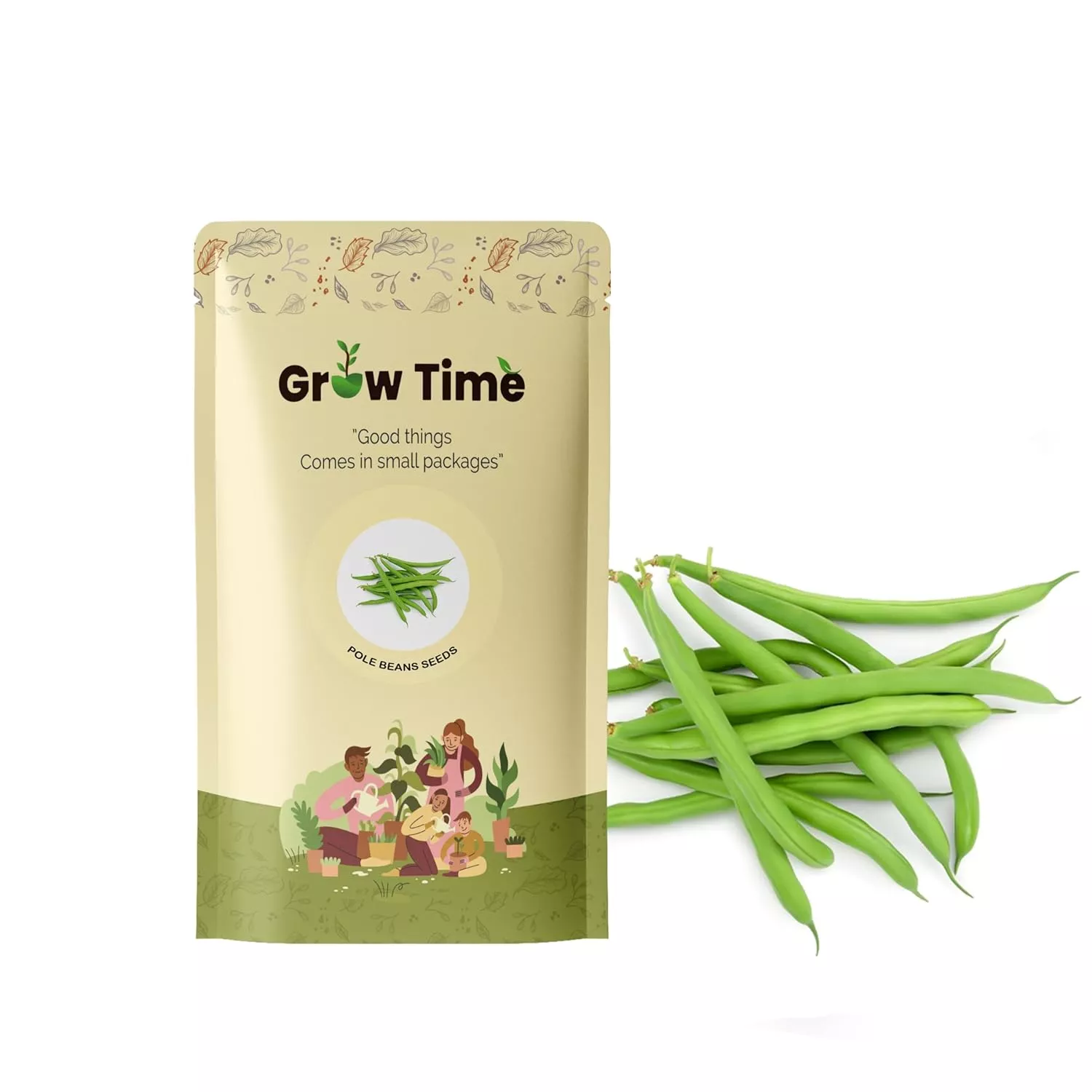 Growtime Pole Beans Vegetable Seeds, (Pack of 20g)