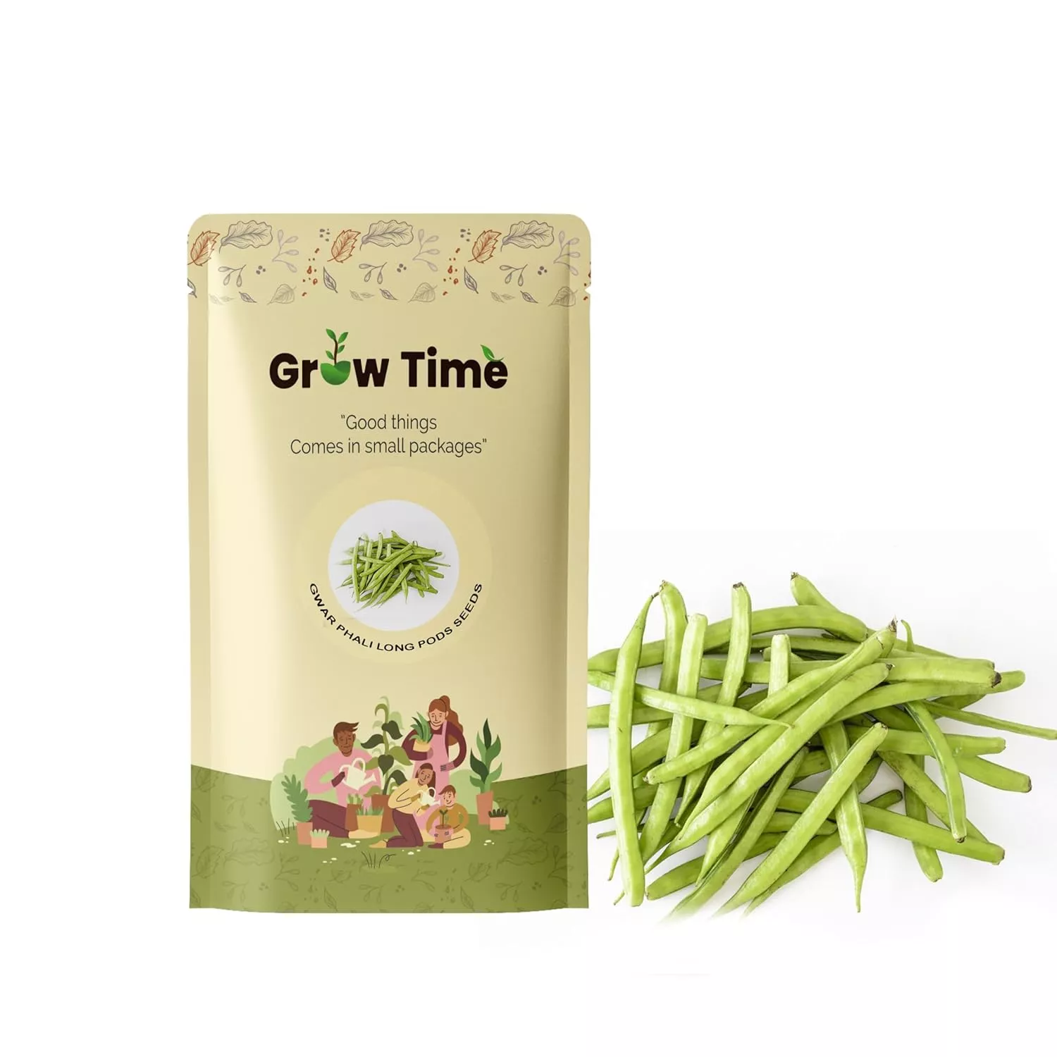 Growtime Gwar Phali Long Pods Vegetable Seeds (Pack of 20g)