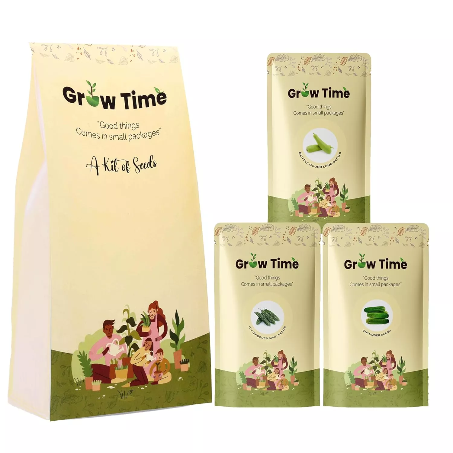 Growtime Vine Vegetable Seeds Combo of Bottlegourd (5gm), Bittergourd (5gm) & Cucumber (2gm) - (Pack of 3)