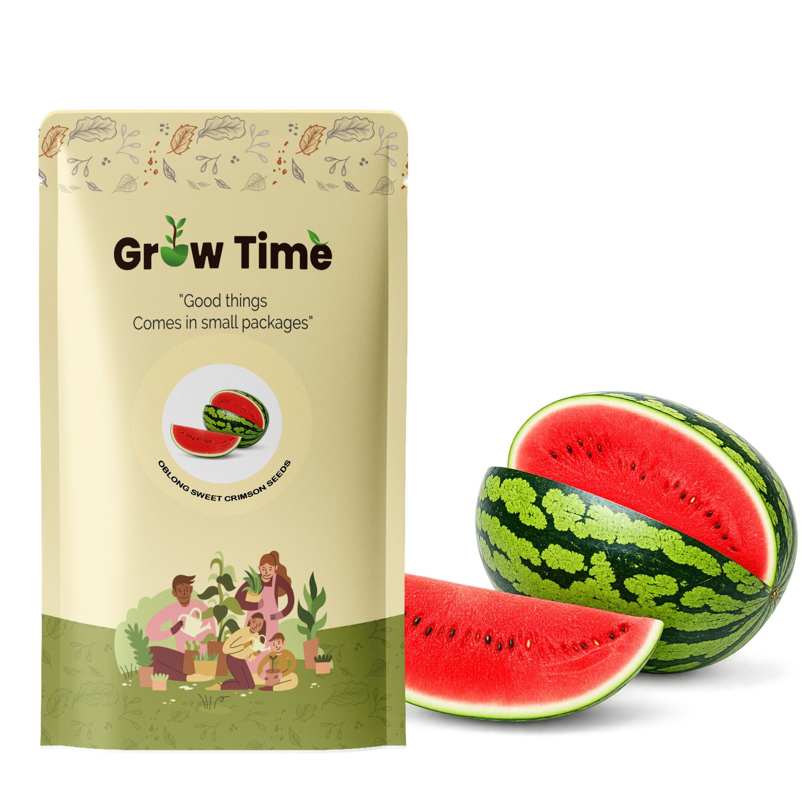 Growtime Watermelon Oblong Sweet Crimson Seeds (Pack of 2g)