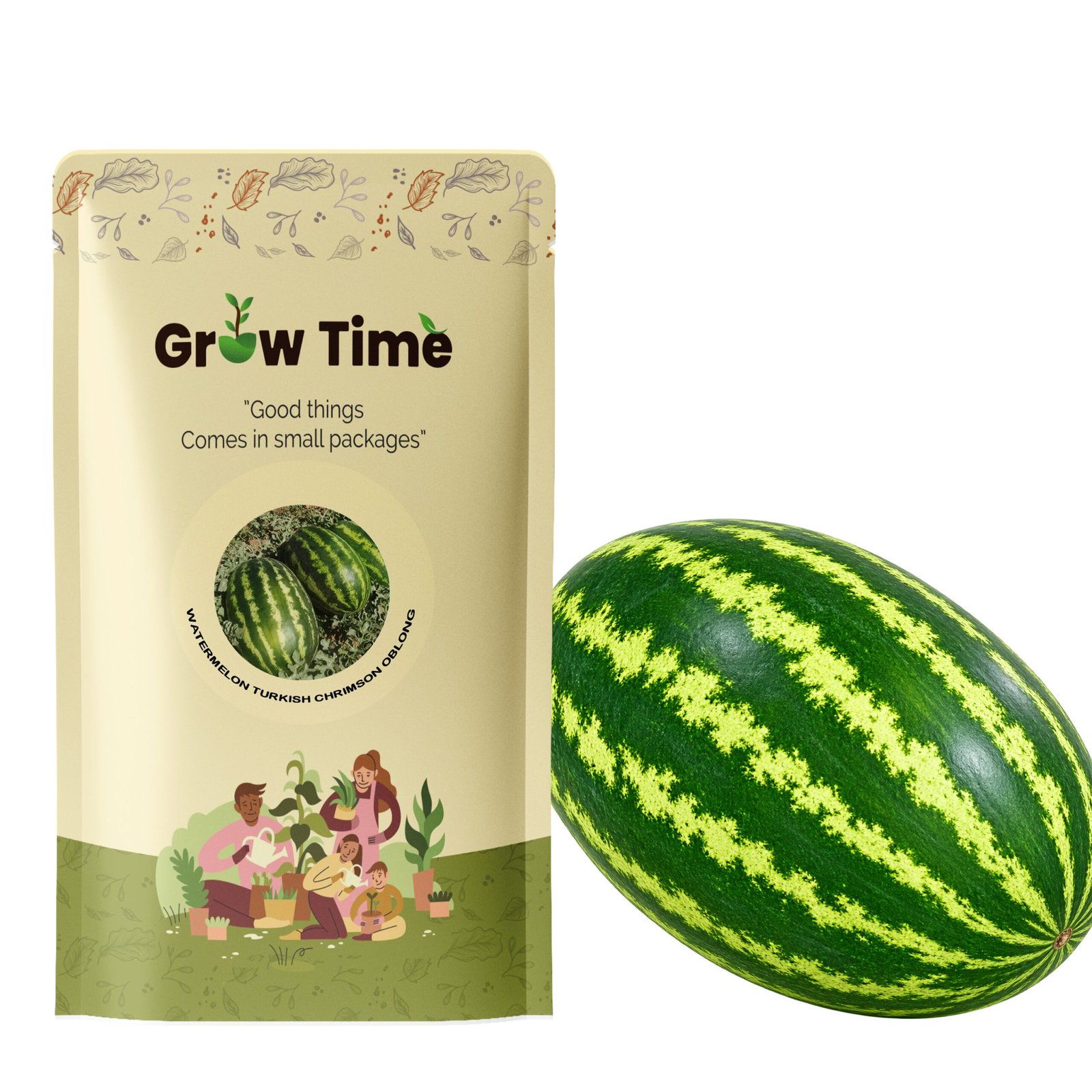 Growtime Hybrid Watermelon Turkish Chrimson Oblong Seeds (Pack of 2g)