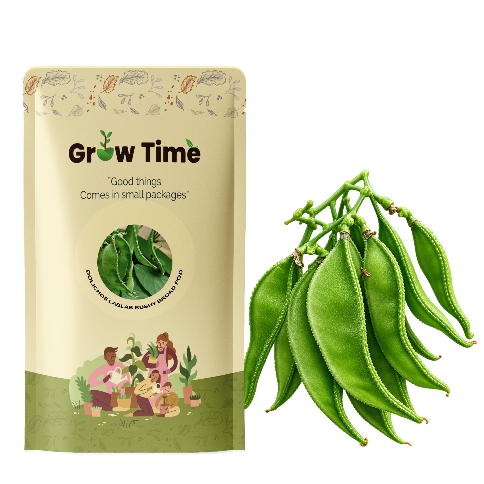 Dolichos Lablab Bushy Broad Pod Vegetable Seeds (Green, Pack of 20g)
