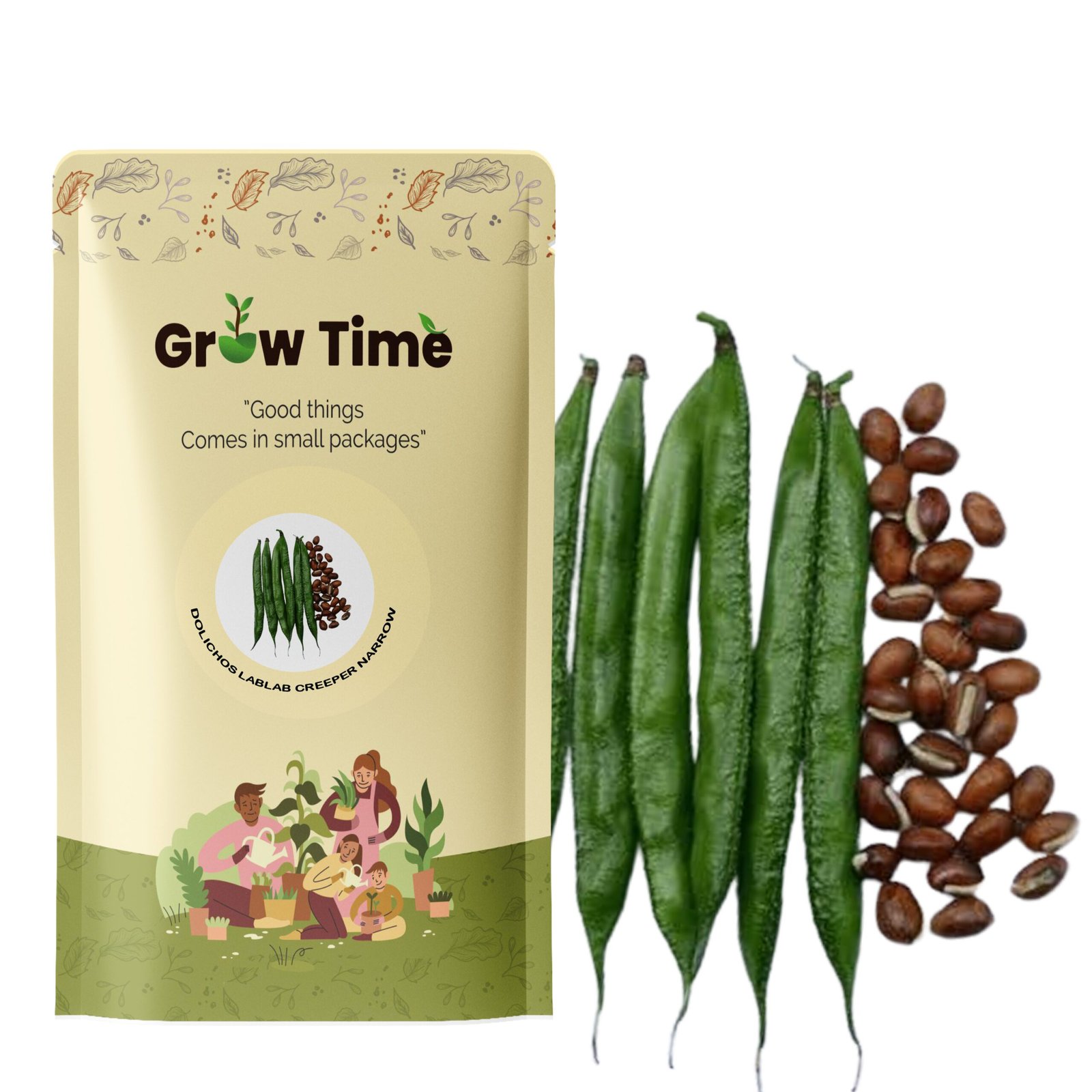 Dolichos Lablab Sem Creeper Narrow Pod Vegetable Seeds (Green, Pack of 20g)